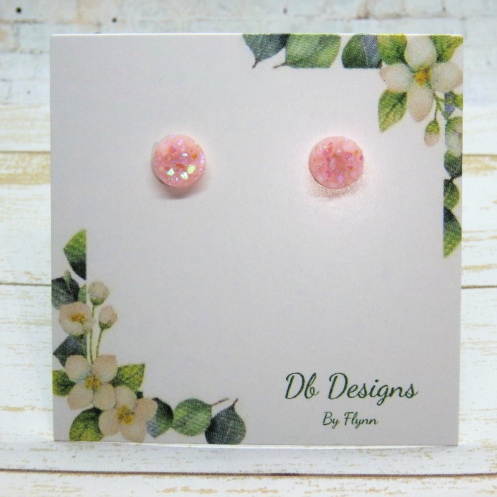 Pale Pink Druzy Stone Earring